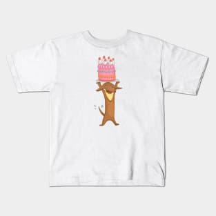 Dachshund with Cake Kids T-Shirt